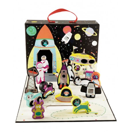 Παιχνιδόκουτο με Ξύλινες φιγούρες "“Διάστημα”"